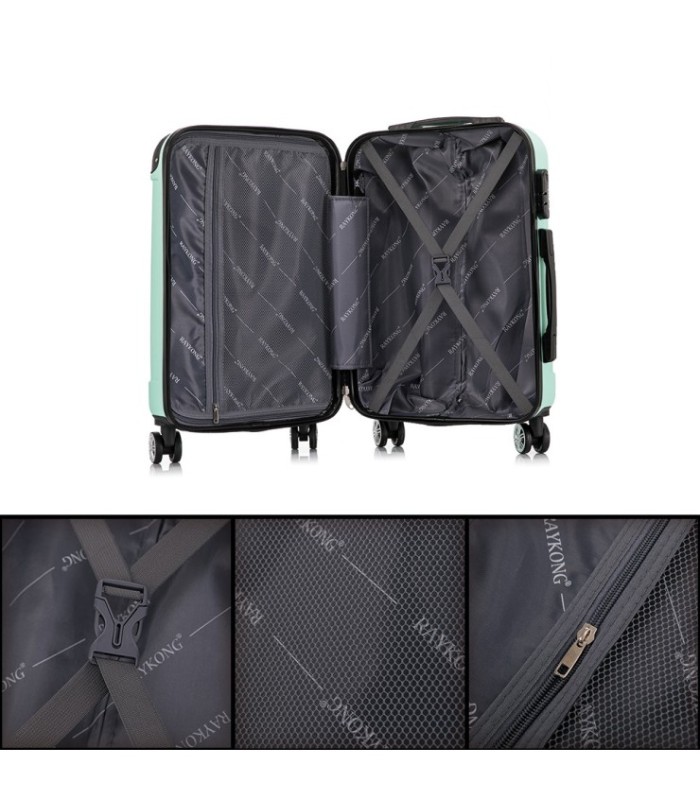 Conjunto de 3 Malas de Cabine em ABS 55x40x20cm | Média 66x43x25cm | Grande 76x49x29cm - Hortelã