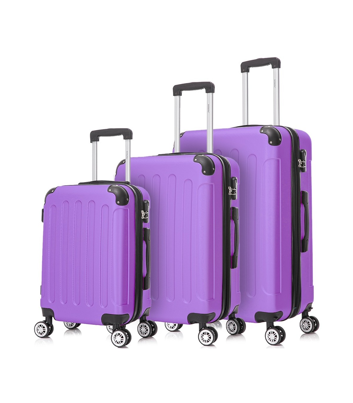 Juego de 3 Maletas ABS Cabina 55x40x20cm | Mediana 66x43x25cm| Grande 76x49x29cm - Morado