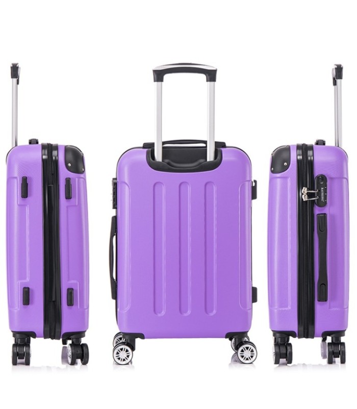 Juego de 3 Maletas ABS Cabina 55x40x20cm | Mediana 66x43x25cm| Grande 76x49x29cm - Morado