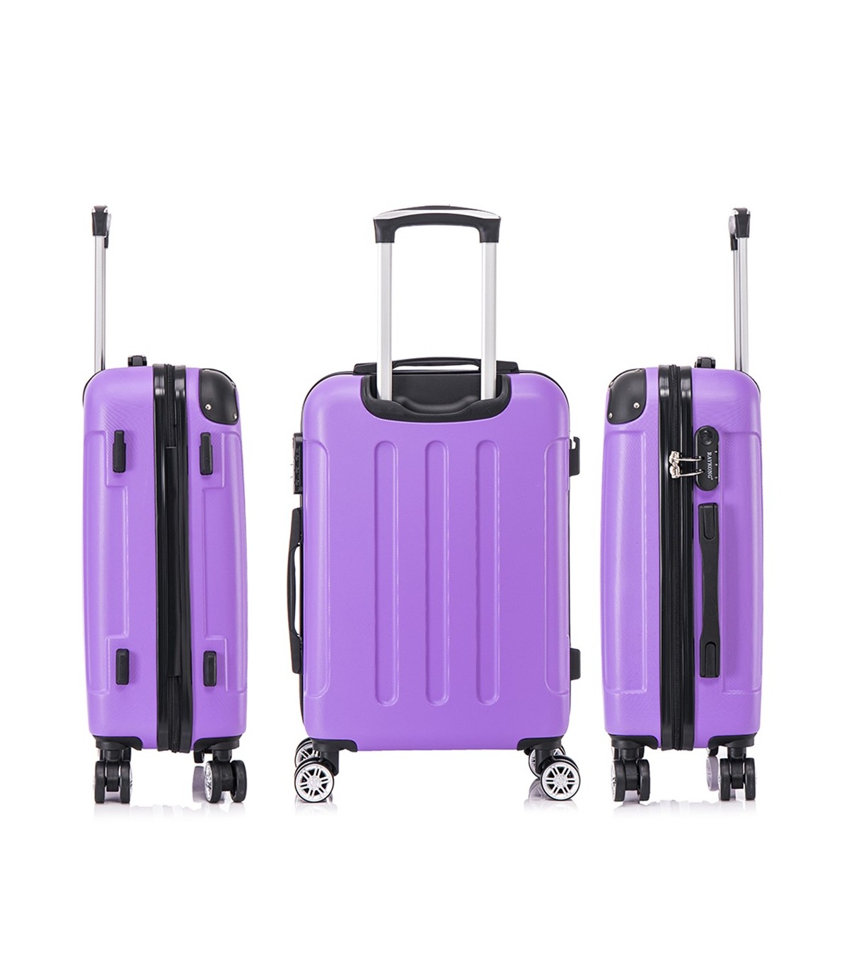 Juego de 3 Maletas ABS Cabina 55x40x20cm | Mediana 66x43x25cm| Grande 76x49x29cm - Morado