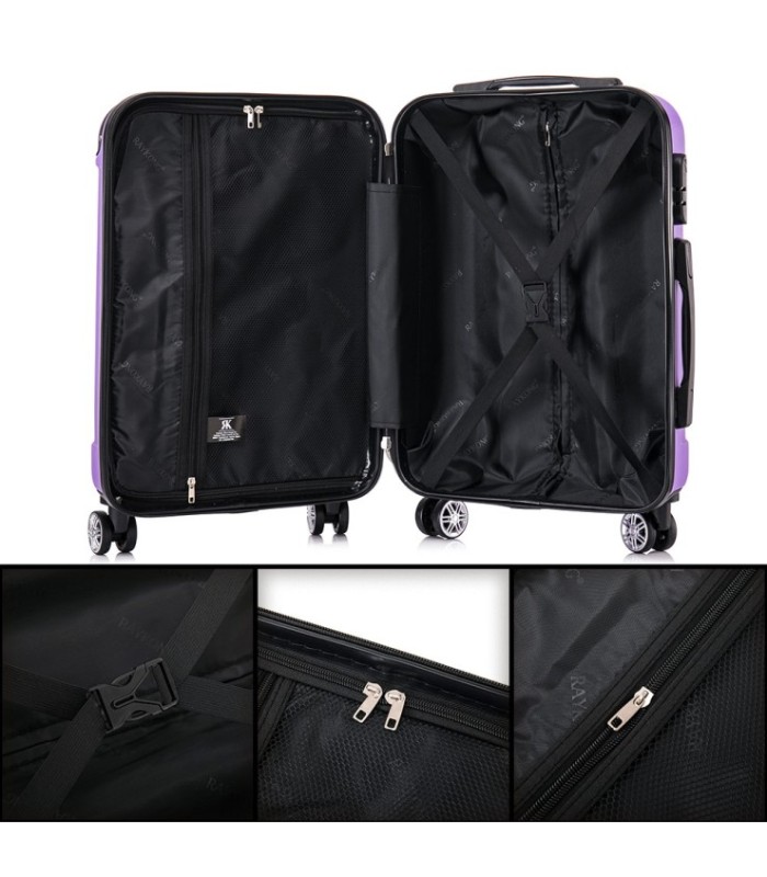 Conjunto de 3 Malas de Cabine em ABS 55x40x20cm | Média 66x43x25cm | Grande 76x49x29cm - Roxa