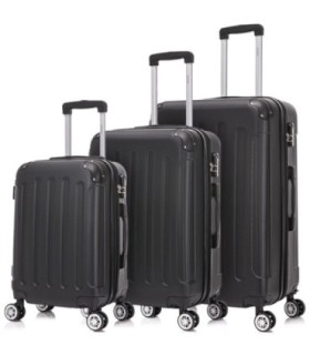 Juego de 3 Maletas ABS Cabina 55x40x20cm | Mediana 66x43x25cm| Grande 76x49x29cm - Negro