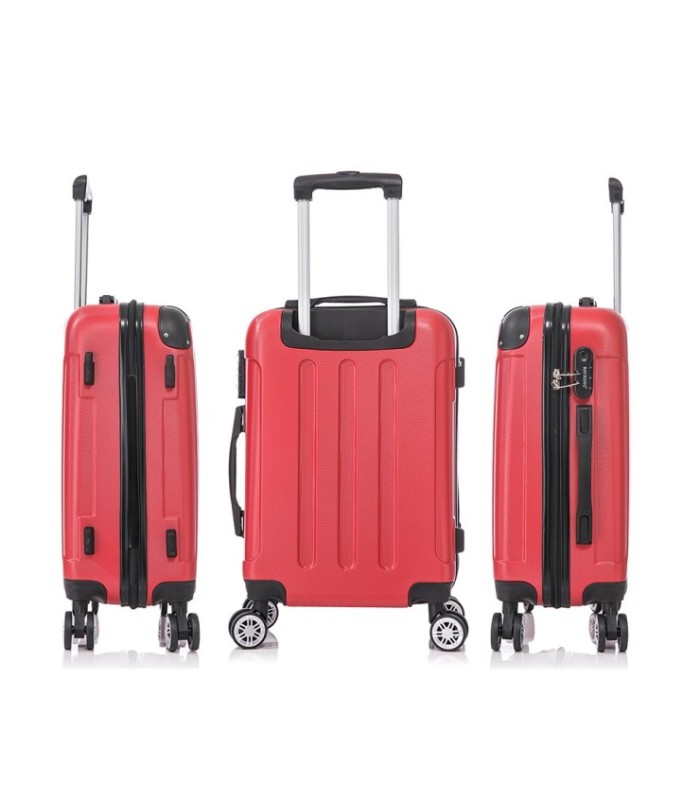 Conjunto de 3 Malas de Cabine em ABS 55x40x20cm | Média 66x43x25cm | Grande 76x49x29cm - Vermelha