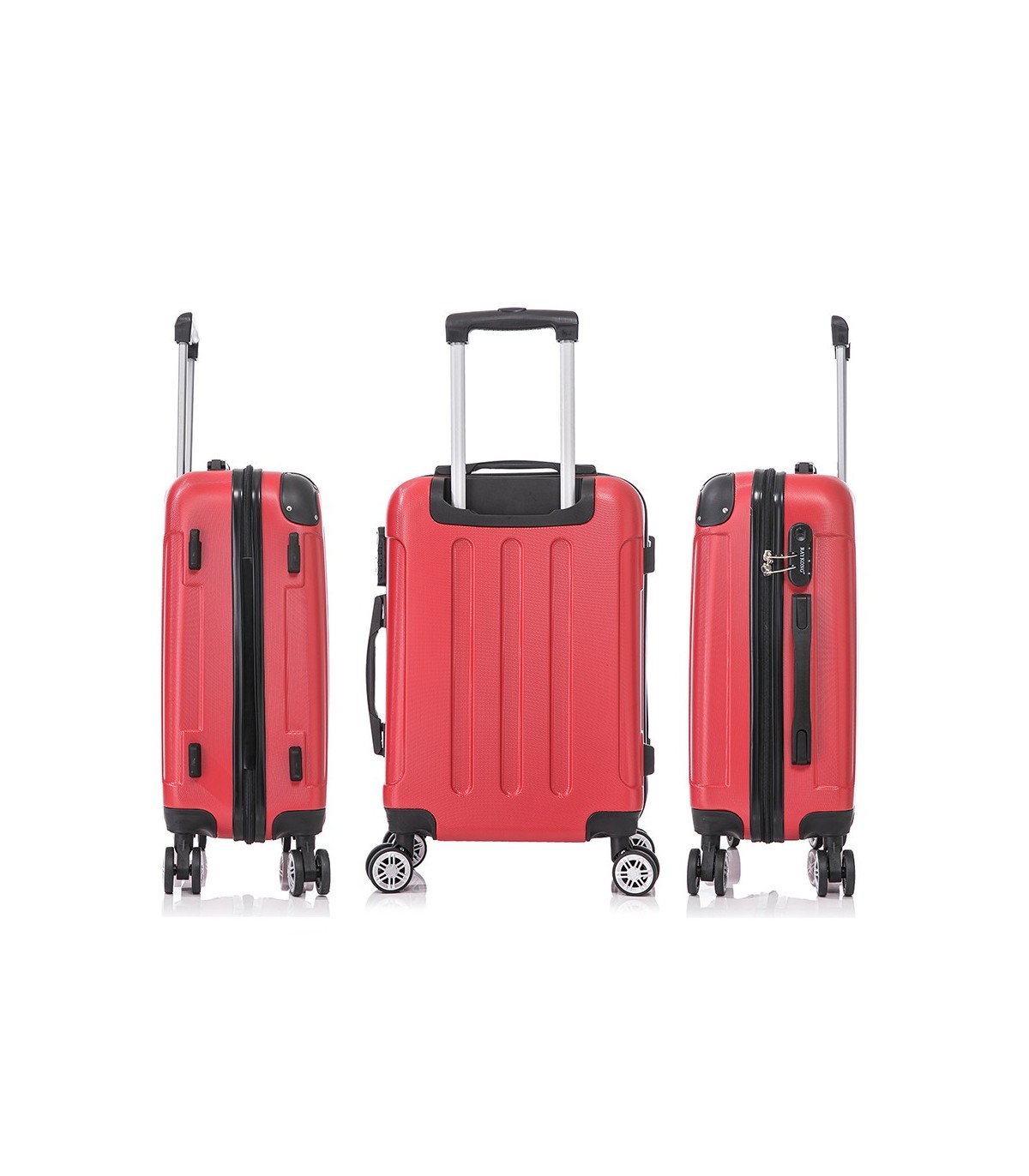 Conjunto de 3 Malas de Cabine em ABS 55x40x20cm | Média 66x43x25cm | Grande 76x49x29cm - Vermelha