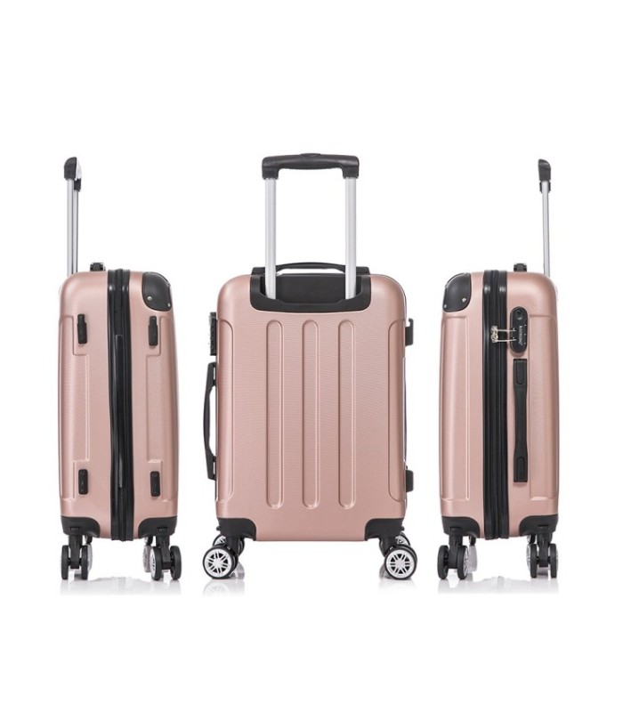 Conjunto de 3 Malas de Cabine em ABS 55x40x20cm | Média 66x43x25cm | Grande 76x49x29cm - RosaDourado
