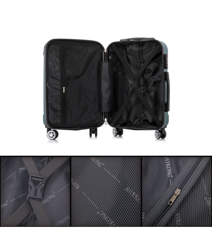 Conjunto de 3 Malas de Cabine em ABS 55x40x20cm | Média 66x43x25cm | Grande 76x49x29cm - Verde