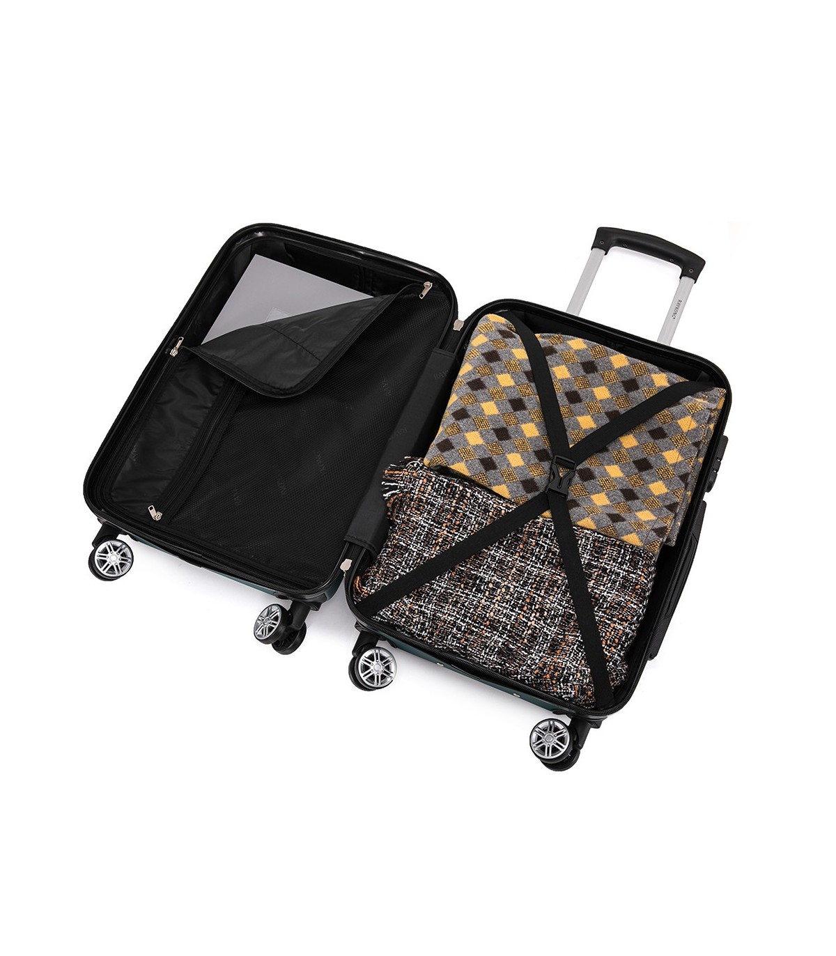 Conjunto de 3 Malas de Cabine em ABS 55x40x20cm | Média 66x43x25cm | Grande 76x49x29cm - Verde