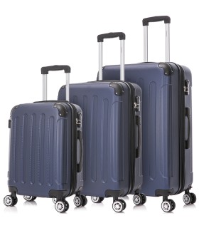 Juego de 3 Maletas ABS Cabina 55x40x20cm | Mediana 66x43x25cm| Grande 76x49x29cm - AzulMarino