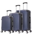 Juego de 3 Maletas ABS Cabina 55x40x20cm | Mediana 66x43x25cm| Grande 76x49x29cm - AzulMarino