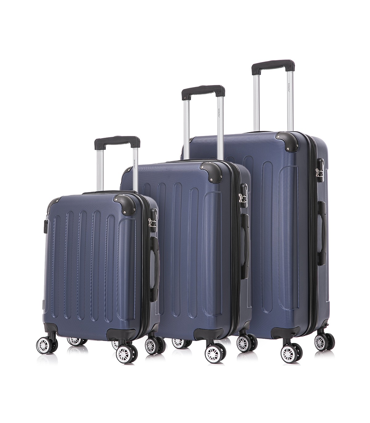 Juego de 3 Maletas ABS Cabina 55x40x20cm | Mediana 66x43x25cm| Grande 76x49x29cm - AzulMarino