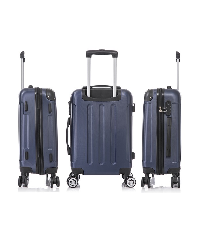 Juego de 3 Maletas ABS Cabina 55x40x20cm | Mediana 66x43x25cm| Grande 76x49x29cm - AzulMarino