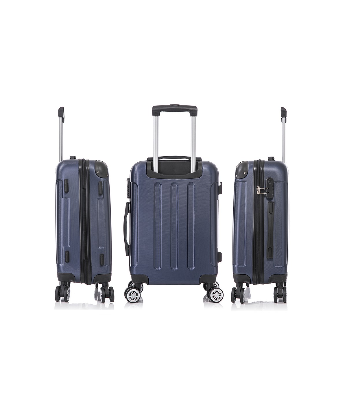 Juego de 3 Maletas ABS Cabina 55x40x20cm | Mediana 66x43x25cm| Grande 76x49x29cm - AzulMarino
