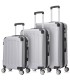 Conjunto de 3 Malas de Cabine em ABS 55x40x20cm | Média 66x43x25cm | Grande 76x49x29cm - Prateado
