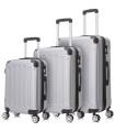 Conjunto de 3 Malas de Cabine em ABS 55x40x20cm | Média 66x43x25cm | Grande 76x49x29cm - Prateado