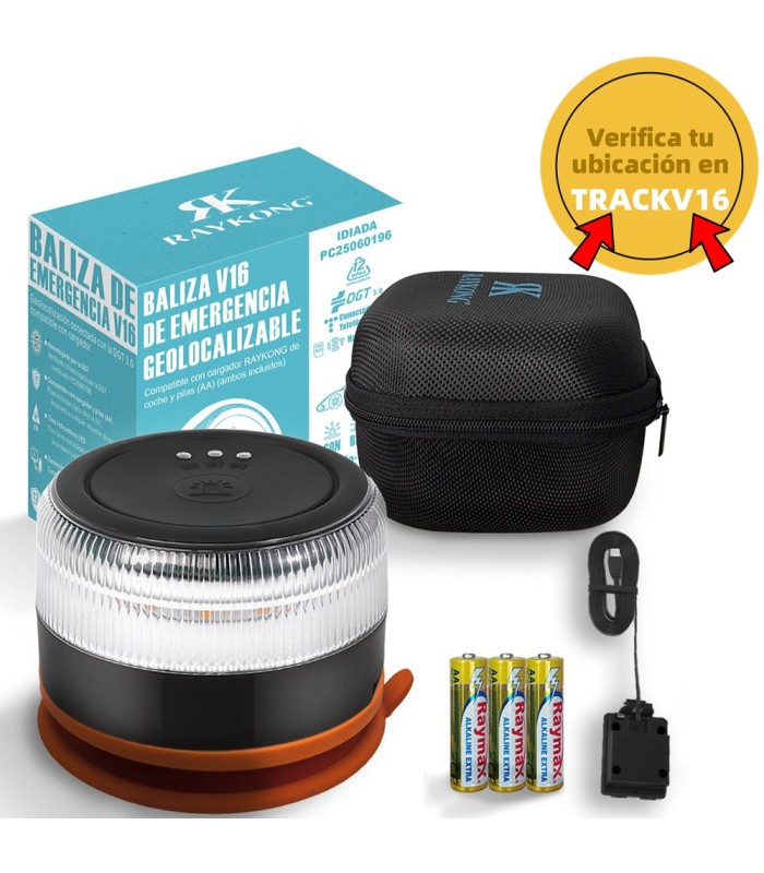 Baliza V16 Pack Completo | Geolocalización DGT 3.0 | Luz Emergencia Coche Homologado DGT |  SIM y Datos Pagados hasta 2038