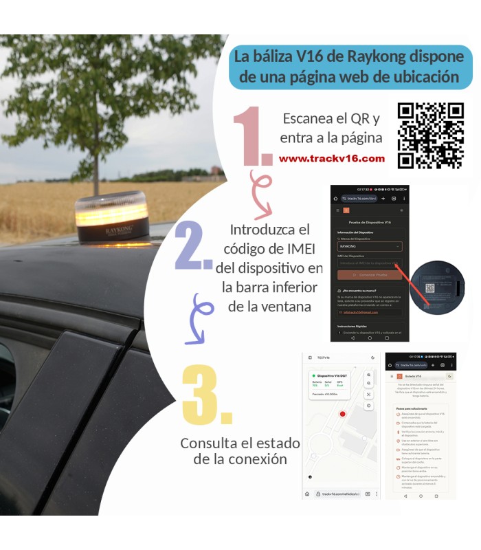 Pacote Completo de Beacon V16 | Geolocalização DGT 3.0 | Luz de Emergência para Carro Aprovada pela DGT | SIM e Dados Pagos até