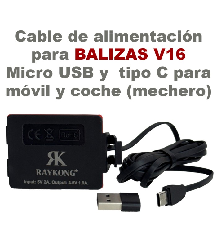 Cable de alimentación Directa para BALIZA V16 - Compatible con Móvil y coche
