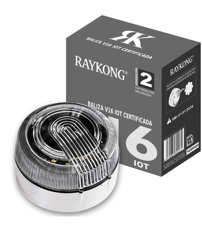 Baliza V16 | 2ª GENERACION Geolocalización DGT 3.0 | SIM y Datos Pagados hasta 2038 | Ventosa para Aluminio/Cristal