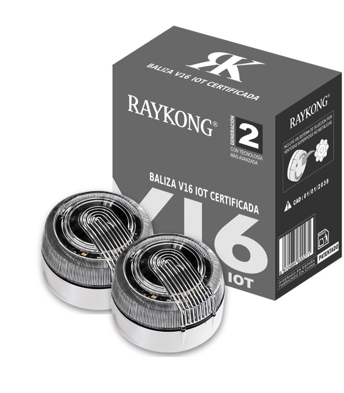 Baliza V16 | 2 Pcs | 2ª GENERACION Geolocalización DGT 3.0 | SIM y Datos Pagados hasta 2038 | Ventosa para Aluminio/Cristal