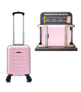 Maleta Cabina ABS 40x30x20(24L)| Maxima Capacidad con Ruedas Desmontables para Ryanair | Vueling - RosaClaro