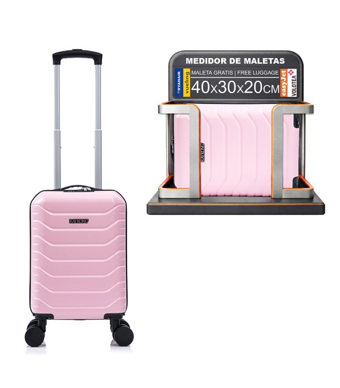 Maleta Cabina ABS 40x30x20(24L)| Maxima Capacidad con Ruedas Desmontables para Ryanair | Vueling - RosaClaro