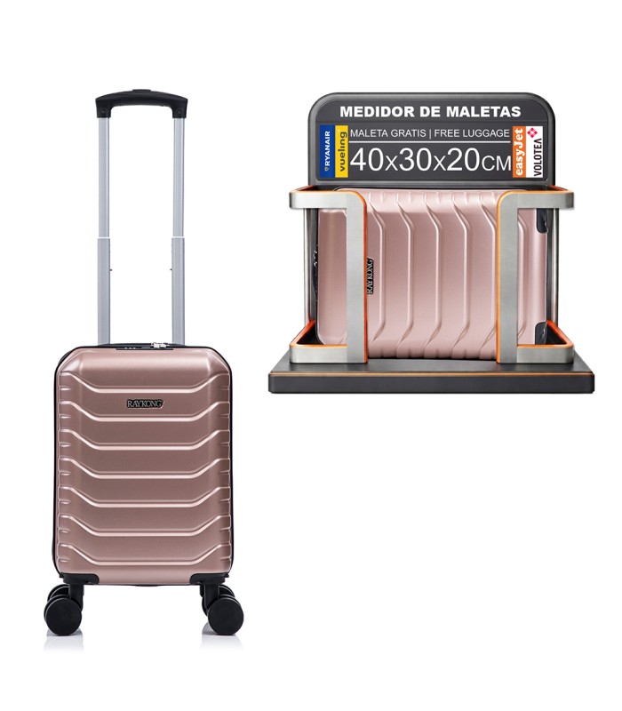 Mala de cabine em ABS 40x30x20 (24L) | Capacidade máxima com rodas amovíveis para Ryanair | Vueling - RosaDourado