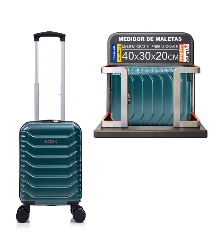 Maleta Cabina ABS 40x30x20(24L)| Maxima Capacidad con Ruedas Desmontables para Ryanair | Vueling - Verde