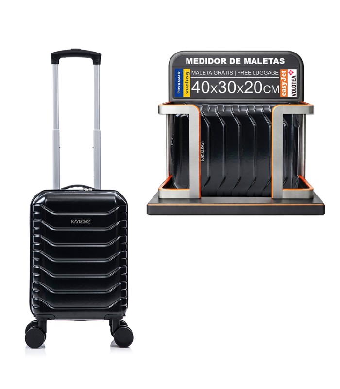 Maleta Cabina ABS 40x30x20(24L)| Maxima Capacidad con Ruedas Desmontables para Ryanair | Vueling - Negro