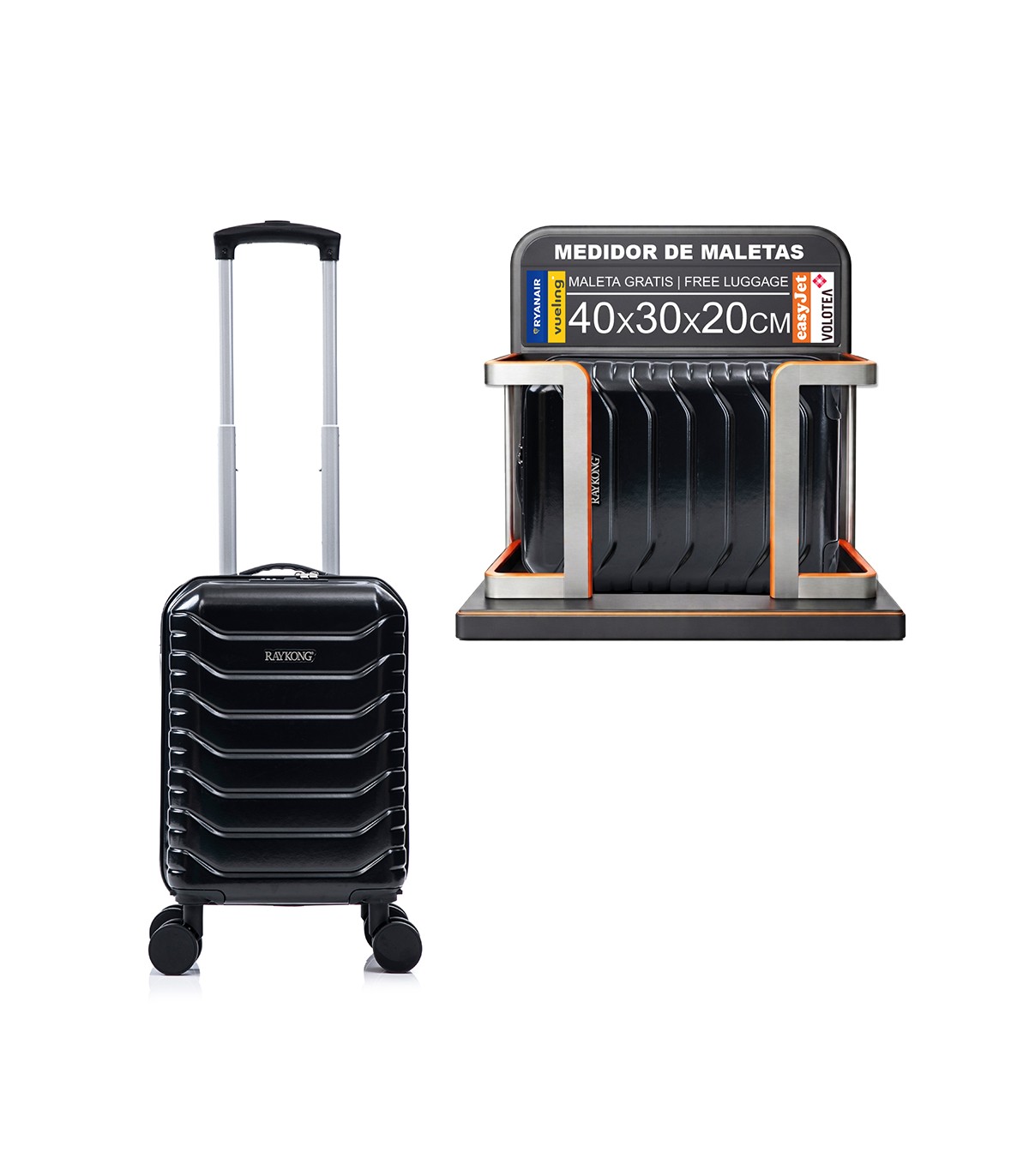 Maleta Cabina ABS 40x30x20(24L)| Maxima Capacidad con Ruedas Desmontables para Ryanair | Vueling - Negro