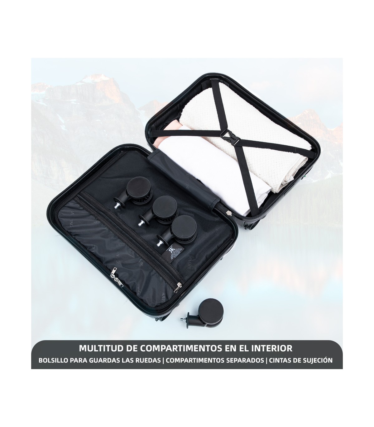 Mala de cabine em ABS 40x30x20 (24L) | Capacidade máxima com rodas amovíveis para Ryanair | Vueling - Preto