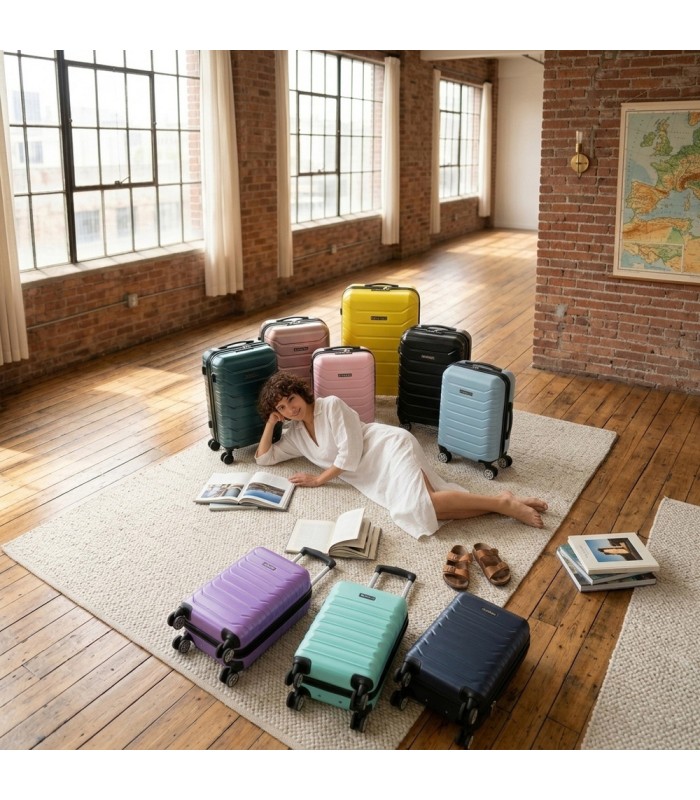 Mala de cabine em ABS 40x30x20 (24L) | Capacidade máxima com rodas amovíveis para Ryanair | Vueling - Preto