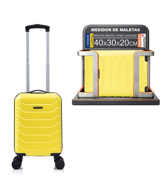 Maleta Cabina ABS 40x30x20(24L)| Maxima Capacidad con Ruedas Desmontables para Ryanair | Vueling - Amarillo