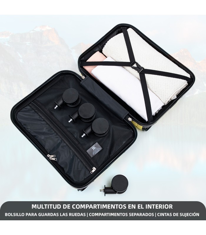 Mala de cabine em ABS 40x30x20 (24L) | Capacidade máxima com rodas amovíveis para Ryanair | Vueling - Amarelo