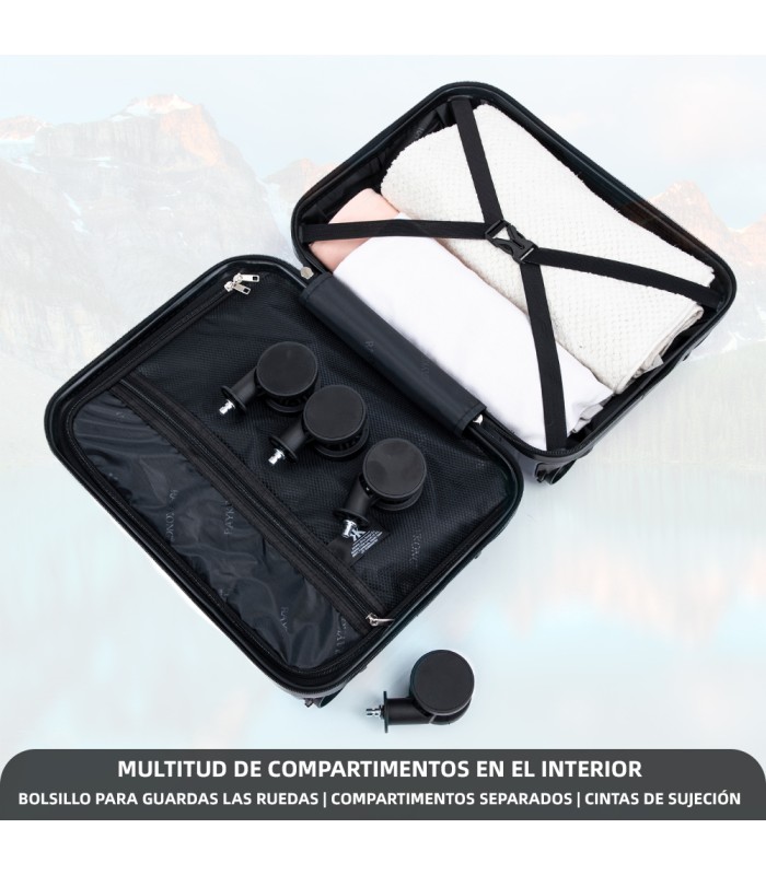Maleta Cabina ABS 40x30x20(24L)| Maxima Capacidad con Ruedas Desmontables para Ryanair | Vueling - AzulMarino