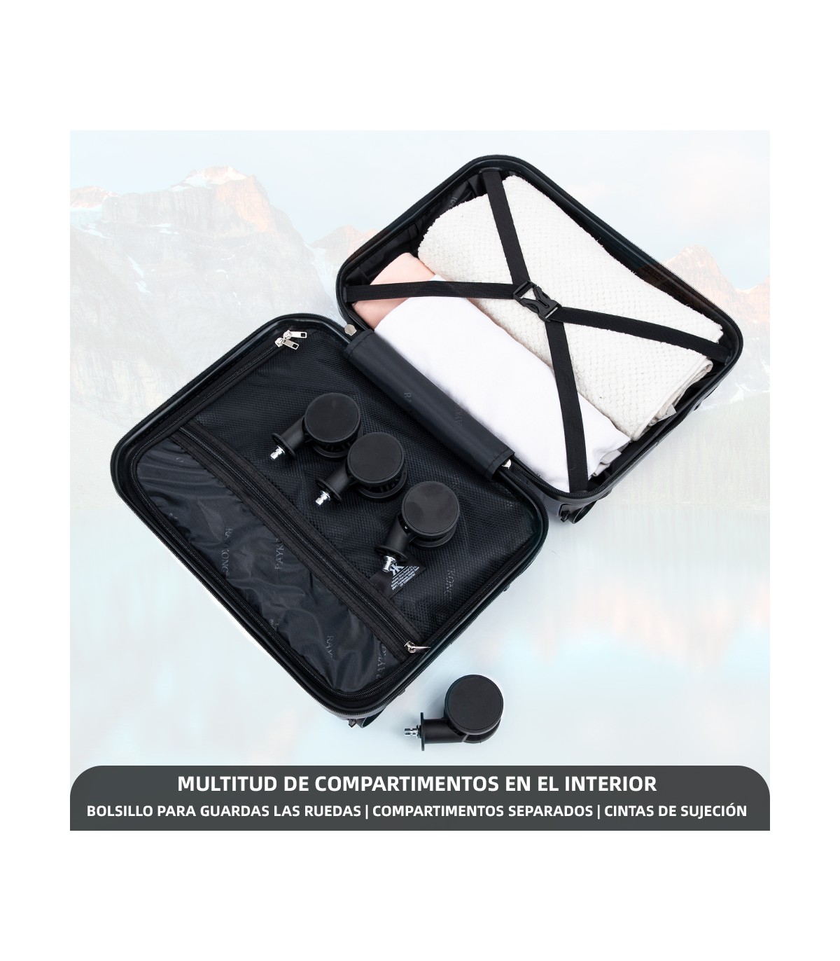 Maleta Cabina ABS 40x30x20(24L)| Maxima Capacidad con Ruedas Desmontables para Ryanair | Vueling - AzulMarino