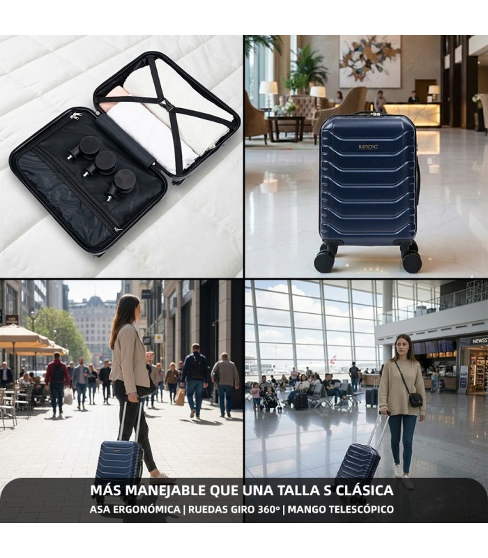 Mala de cabine em ABS 40x30x20 (24L) | Capacidade máxima com rodas amovíveis para Ryanair | Vueling - Azul-marinho