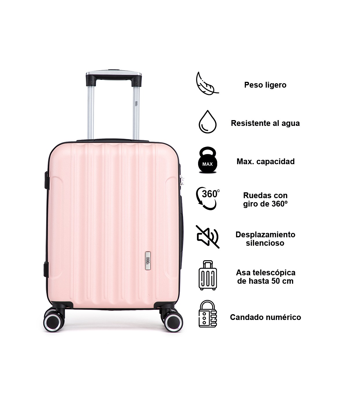 1990s Maleta de Cabina Policarbonato 55x40x20cm (40L) - 20 Pulgadas - Pink