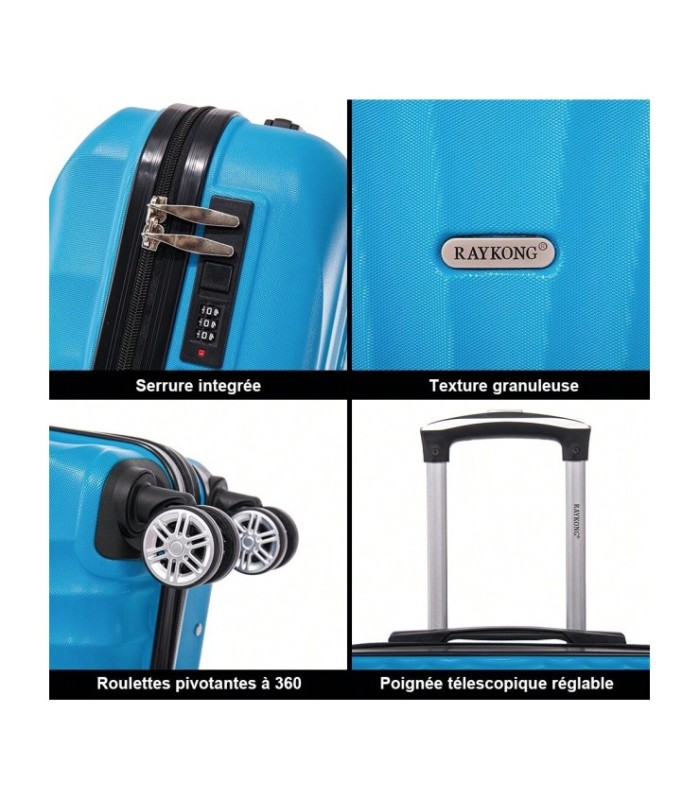 RAYKONG Mala de Cabine ABS 55x40x20cm (44L) - Mala Pequena Capacidade Máxima Leve 20 Polegadas - Turquesa