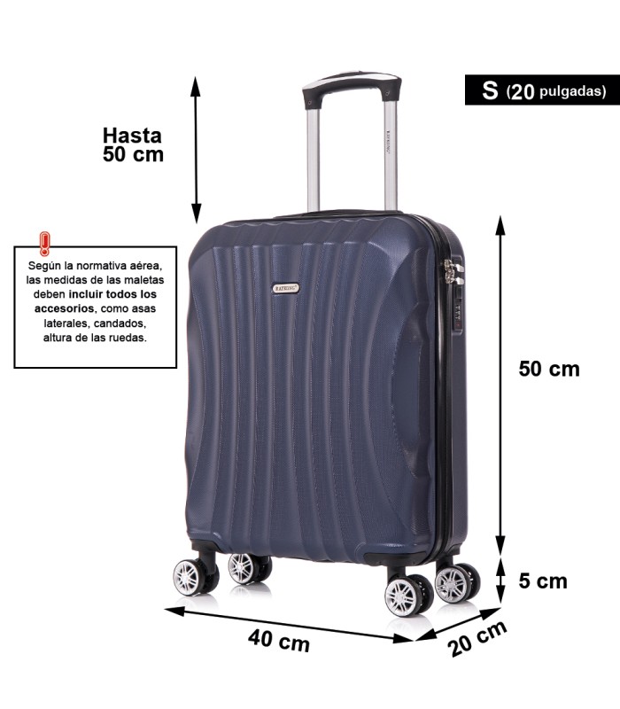 RAYKONG Mala de Cabine ABS 55x40x20cm (44L) - Mala Pequena Capacidade Máxima Leve 20 Polegadas - Azul-marinho