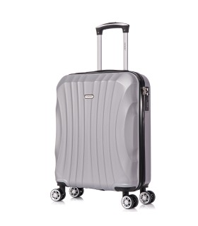 RAYKONG Maleta de Cabina ABS 55x40x20cm (44L) - Maleta Pequeña Capacidad Maxima Ligeras 20 Pulgadas - Plata