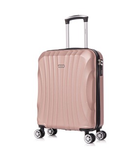 RAYKONG Maleta de Cabina ABS 55x40x20cm (44L) - Maleta Pequeña Capacidad Maxima Ligeras 20 Pulgadas - RosaDorada