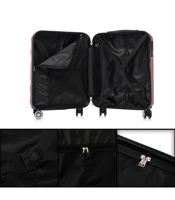 RAYKONG Mala de Cabine ABS 55x40x20cm (44L) - Mala Pequena Capacidade Máxima Leve 20 Polegadas - Ouro rosa