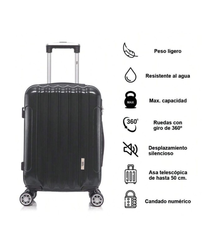 1990s Maleta de Cabina Policarbonato 55x40x20cm (40L) - 20 Pulgadas - Negro