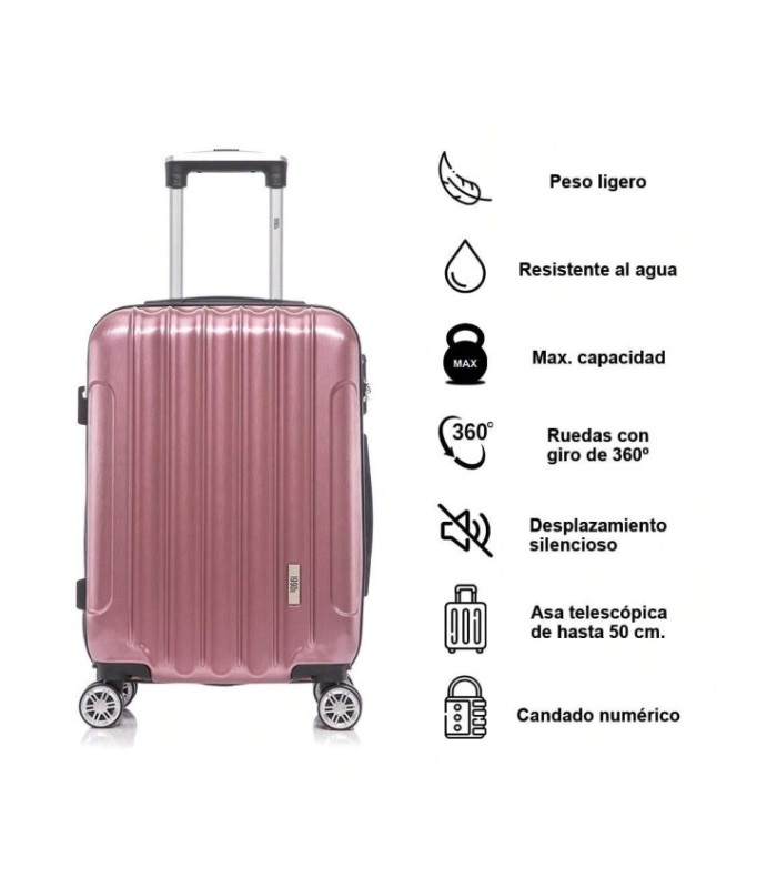 1990s Maleta de Cabina Policarbonato 55x40x20cm (40L) - 20 Pulgadas - RosaDorado