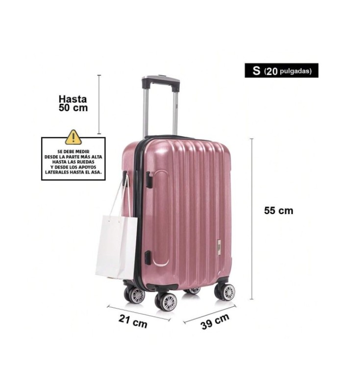 1990s Maleta de Cabina Policarbonato 55x40x20cm (40L) - 20 Pulgadas - RosaDorado