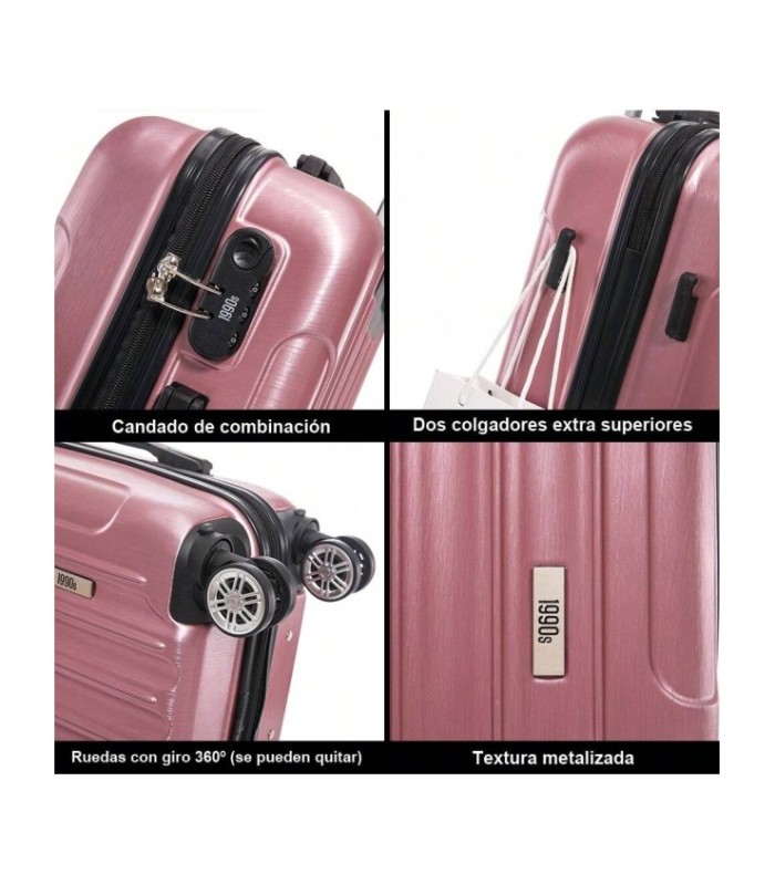1990s Maleta de Cabina Policarbonato 55x40x20cm (40L) - 20 Pulgadas - RosaDorado
