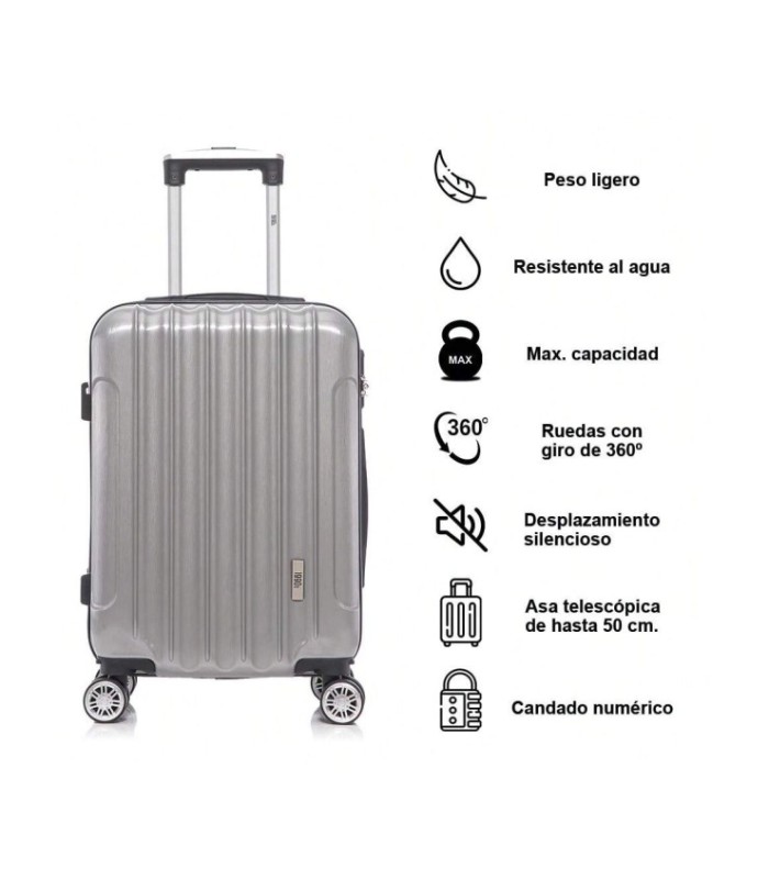 1990s Maleta de Cabina Policarbonato 55x40x20cm (40L) - 20 Pulgadas - Plata