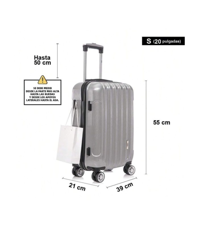1990s Mala de cabine em policarbonato 55x39x21cm (40L) - 20 polegadas - Prata