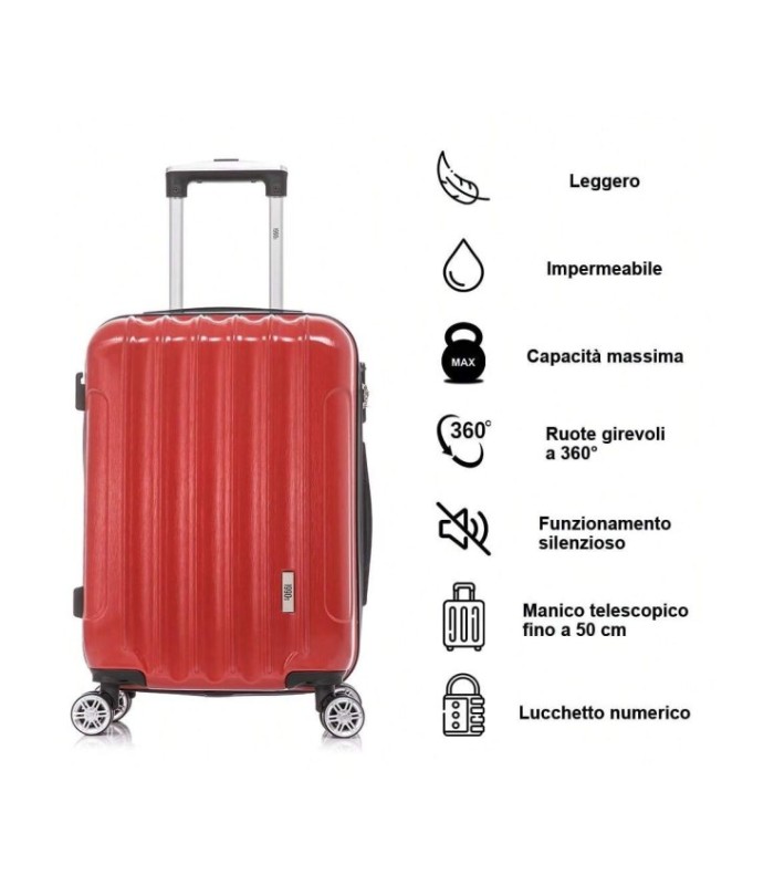 1990s Maleta de Cabina Policarbonato 55x39x21cm (40L) - 20 Pulgadas - Rojo