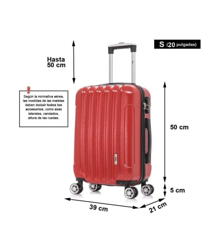 1990s Maleta de Cabina Policarbonato 55x39x21cm (40L) - 20 Pulgadas - Rojo